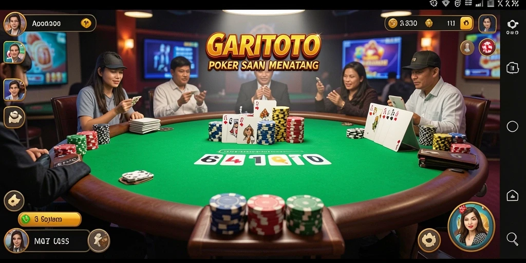 Tampilan gameplay poker yang seru dan interaktif di GARITOTO.