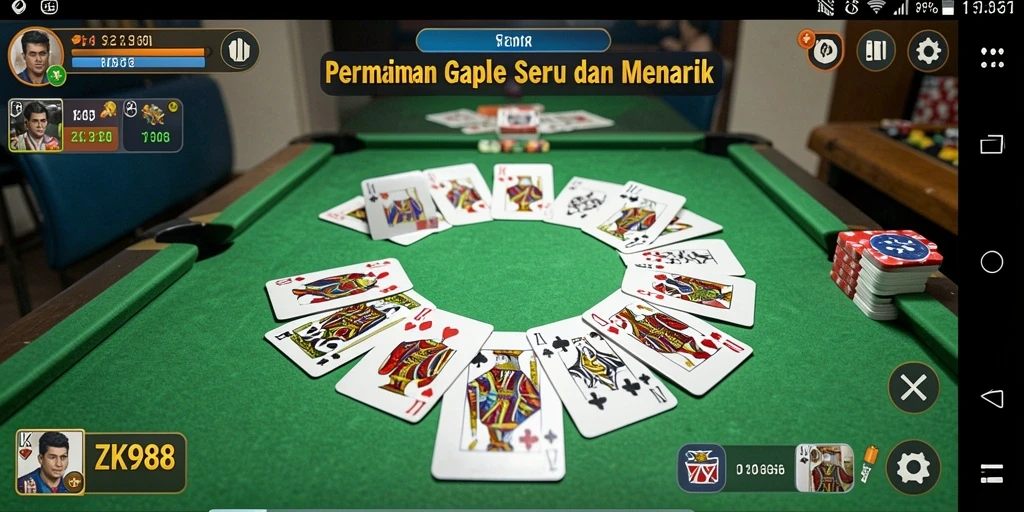 Tampilan menarik dari gameplay ZK988 dengan suasana Gaple yang seru.